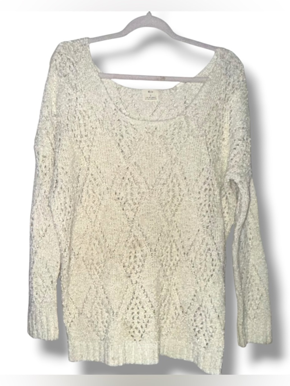 Pins & Needles off white open diamond pointelle stitch sweater